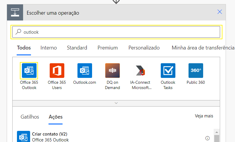 Busque por Outlook