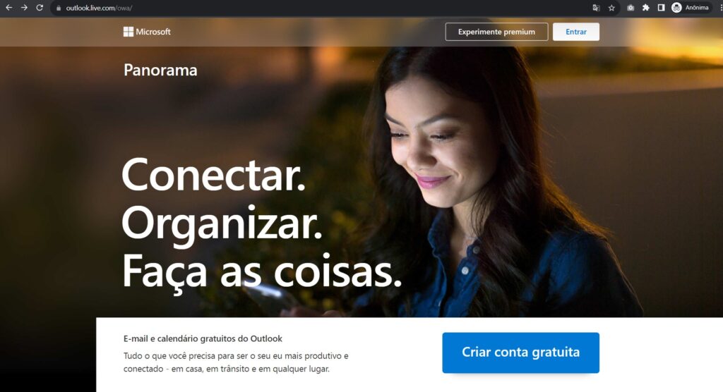 crie uma conta gratuita da Microsoft